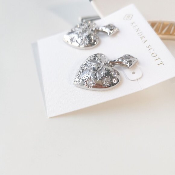 Holland Silver White CZ Heart Drop Earrings - Picture 3 of 3